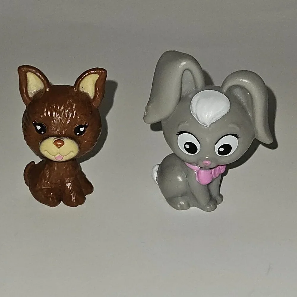 3 Barbie Pet Figures Brown Puppy Dog Gray Bunny Rabbit Toy Lot